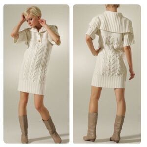 Diane Von Furstenberg Kody Off White Sweater Dress - Size P / XS / 2, NEW!